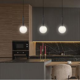 Colgante FICUS negro bola opal 1 x 30w g-9 - ALEMAR