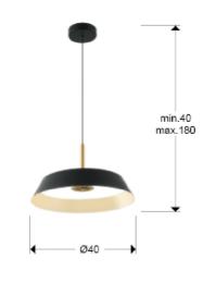 Lampara colgante VERTIGO Negro- Schuller - Luz LED