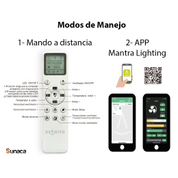 Ventilador Alaska Mini Mantra - Blanco Motor DC Luz LED Ø43-91cm.