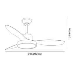 Ventilador Ginna XL Blanco - Motor DC. luz LED. 120cmØ.