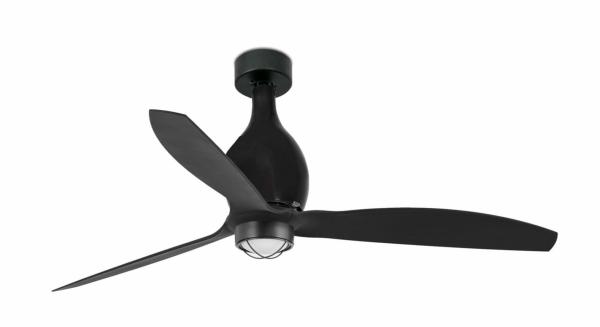 Ventilador Mini Eterfan DC Negro mate Luz Led FARO - 128cm. Ø