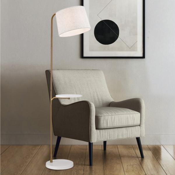 Pie salon TAU latón-blanco 1 x 60w e-27 - ALEMAR