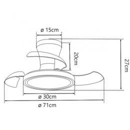 Ventilador Tombet Blanco - Motor DC. luz LED. Ø30-71CM.