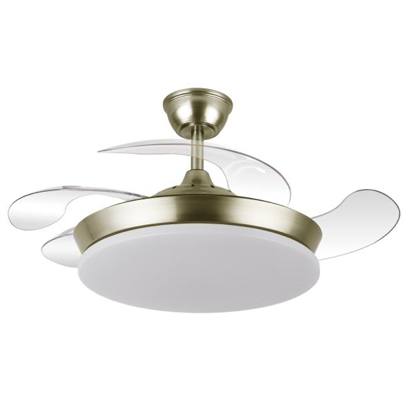 Ventilador Tridente Mini Cuero - Fabrilamp. Motor DC Ø91cm