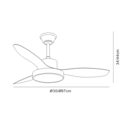 Ventilador Ginna S Blanco - Motor DC. luz LED. 97cmØ.