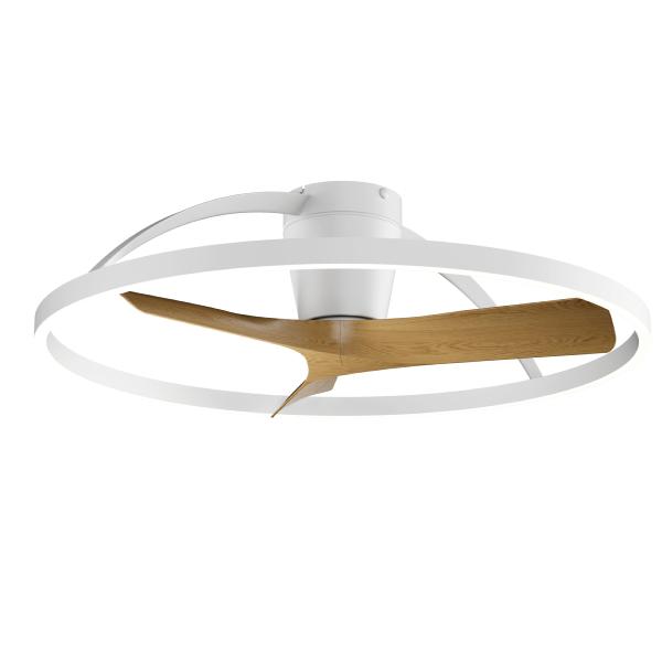 Ventilador Nepal II Mantra - Blanco Madera Motor DC Luz LED Ø75cm.
