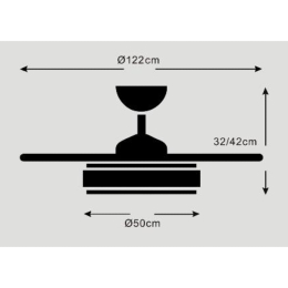 Ventilador SELINA XL Blanco P&B - Motor DC Ø50-122cm Luz LED