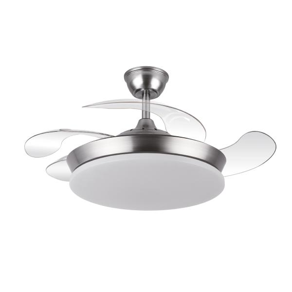 Ventilador Tridente Mini Niquel - Fabrilamp. Motor DC Ø91cm