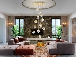 Lampara PRISCILA 12 luces - Schuller. Tonalidades Cromo y Oro