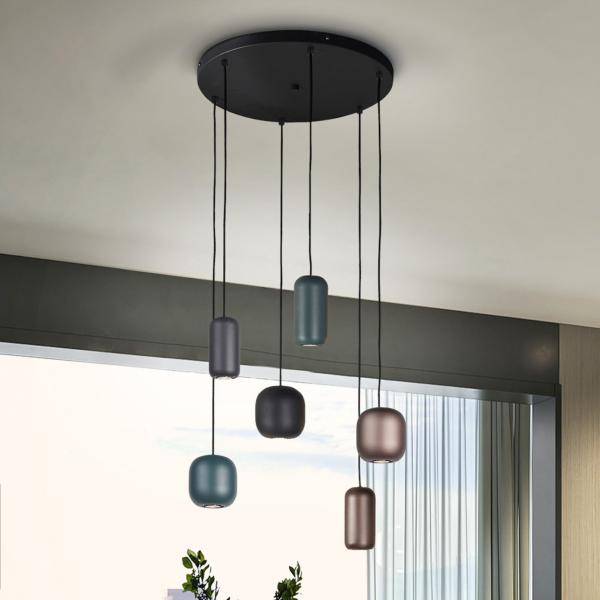 NIMES LAMPARA 6L NEGRO-COLORES - ILUMINACION i3 By SCHULLER