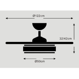 Ventilador AMBRA XL Blanco P&B - Motor DC Ø50-122cm Luz LED