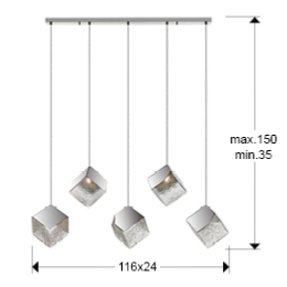 Lampara PRISCILA lineal - Schuller. Tonalidades Cromo y Oro