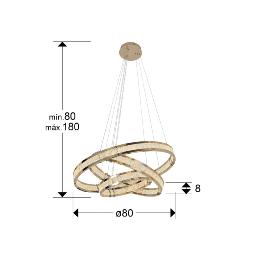 LORIAN- LAMPARA 3 AROS DORADO BRILLO - SCHULLER