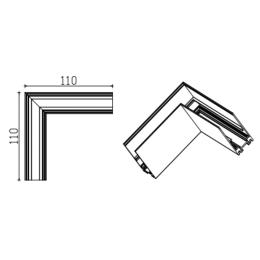 Esquina 90º de Carril Superficie negro Serie MAGNETO MANTRA