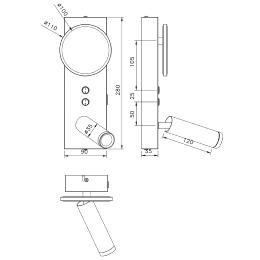 Aplique led ARBAS negro-latón led 8w 470lm 3000k - ALEMAR