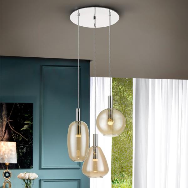 NARA- LAMPARA 3L CROMO D45 - ILUMINACION i3 By SCHULLER