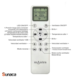 Ventilador Nepal II Mantra - Blanco Madera Motor DC Luz LED Ø75cm.