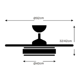 Ventilador AGATA L Niquel P&B - Motor DC Ø50-108cm Luz LED