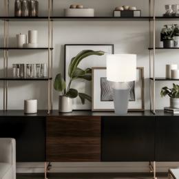 Sobremesa Barron Gris Alemar - Pantalla Textil - 52x25cm