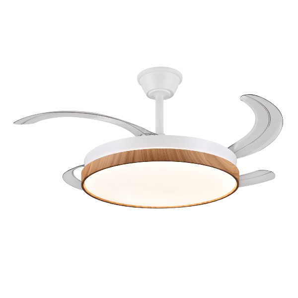 Ventilador ALTHEA L Blanco Madera P&B - Motor DC Ø50-108cm Luz LED