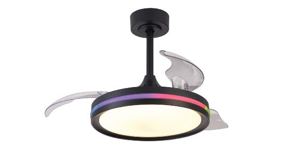 Ventilador North Mini Mantra - Negro RGB Motor DC Luz LED Ø43-91cm.