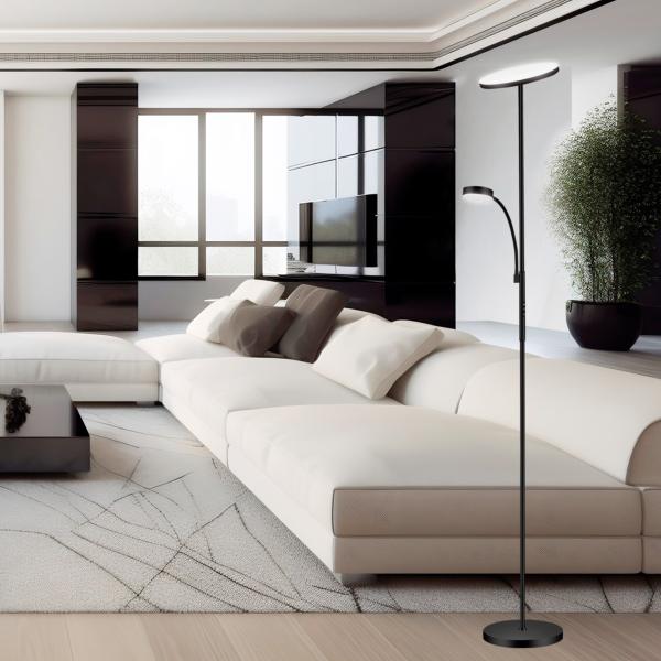 Pie salon ELTON negro led 25w+5w 2000lm 4000/3000k - ALEMAR