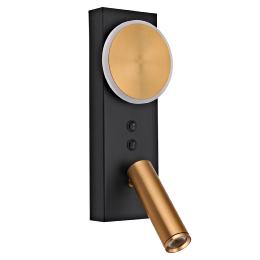 Aplique led ARBAS negro-latón led 8w 470lm 3000k - ALEMAR