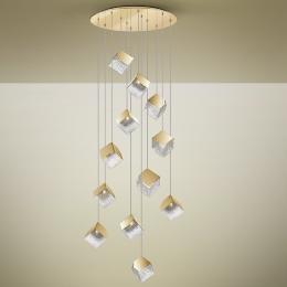 Lampara PRISCILA 12 luces - Schuller. Tonalidades Cromo y Oro