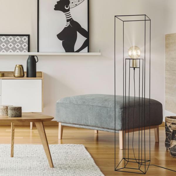 Lampara de pie Kendi Negro Alemar - Bombilla E27 
