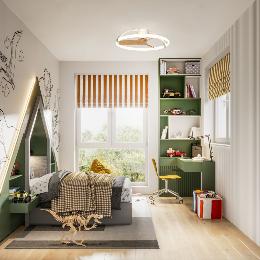 Ventilador Nepal mini Mantra - Blanco Madera Motor DC Luz LED Ø75cm.