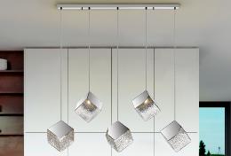 Lampara PRISCILA lineal - Schuller. Tonalidades Cromo y Oro