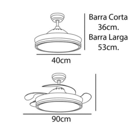 Ventilador Calima S MIMAX - Negro - Motor DC Ø40-90cm LED