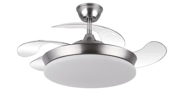 Ventilador Tridente Mini Niquel - Fabrilamp. Motor DC Ø91cm