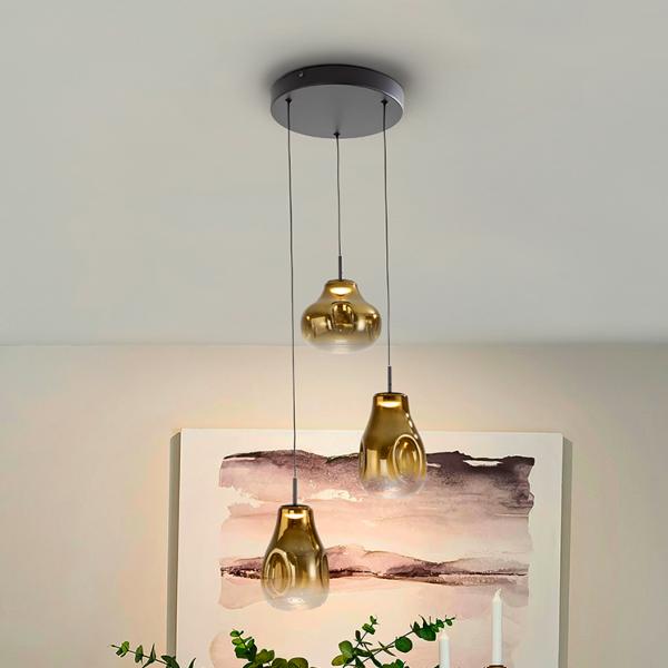 ALEDIS- LAMPARA 3L NEGRO-DORADO - SCHULLER