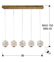 Lampara Austral Schuller - acabado Oro 5 luz LED