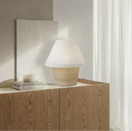 Sobremesa CARLO beige/madera 1 x 60w e-27 - ALEMAR