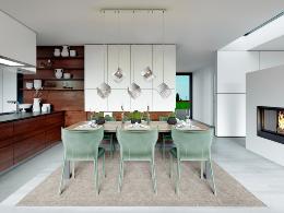 Lampara PRISCILA lineal - Schuller. Tonalidades Cromo y Oro