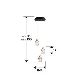 CORINA- LAMPARA 3L NEGRO-COBRE - SCHULLER