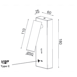 Aplique interior TARIFA III Mantra - Luz Led - USB