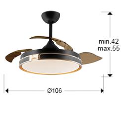 Ventilador Heron Schuller - Negro Oro Motor DC LED Dimable Ø106cm