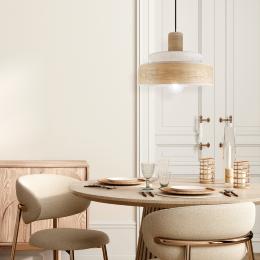 Colgante MOHANA madera/lino 1 x 60w e-27 - ALEMAR