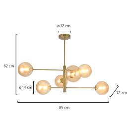 Lampara 6L GALAXIA latón ambar - ALEMAR