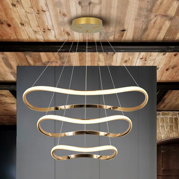 NAOS-LAMPARA ORO ROSA 3 AROS D80 DIM - ILUMINACION i3 By SCHULLER