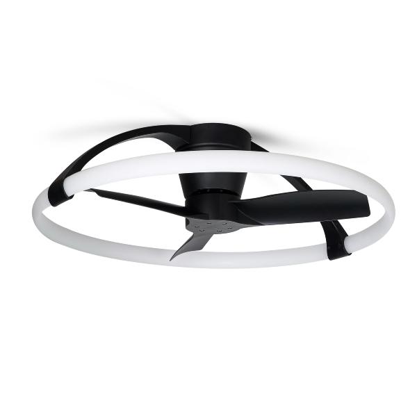 Ventilador Nepal mini Mantra - Negro Motor DC Luz LED Ø75cm.