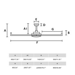 Ventilador Rotterdam 20 XL Luz LED Blanco FARO - Ø200cm.