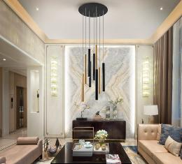 LAMPARA VARAS ORO/NEGRO 9L - SCHULLER