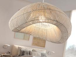 SABAH- LAMPARA RATAN BLANCO 55CM - SCHULLER