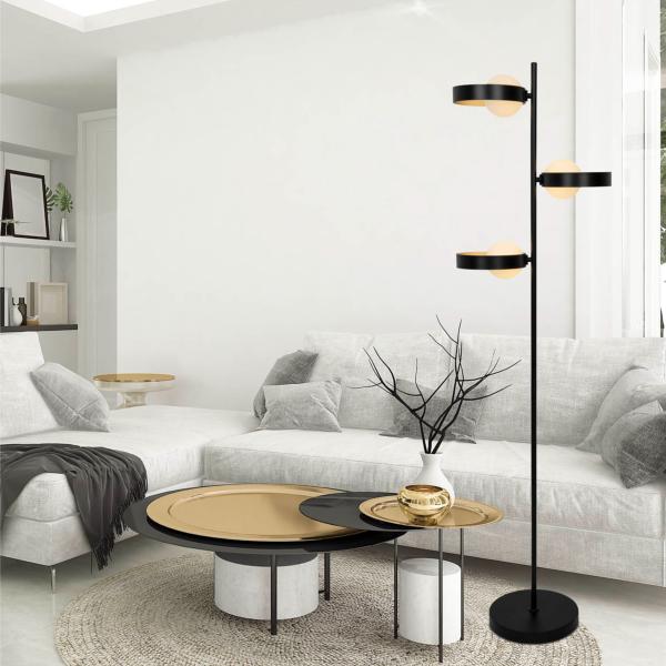 Lampara de pie Arianna negro y oro Alemar - Bombilla G9 