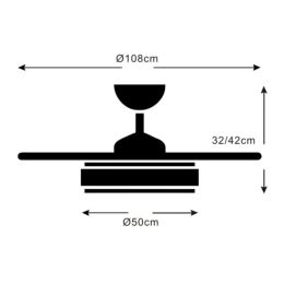 Ventilador ALTHEA L Blanco P&B - Motor DC Ø50-108cm Luz LED