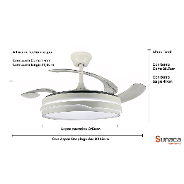 Ventilador Marbella SUNACA - Motor DC. luz LED. 108cm Ø.